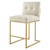 Privy Counter Stool Upholstered Fabric Set of 2, Fabric, Metal Steel, Gold Beige, 21227