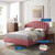 Lana Queen Performance Velvet Wingback Platform Bed, Velvet, Pink, 21799
