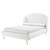 Lana Queen Performance Velvet Wingback Platform Bed, Velvet, White, 21803