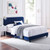 Celine Channel Tufted Performance Velvet Full Bed, Velvet, Blue Navy, 22022