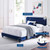 Celine Channel Tufted Performance Velvet Full Bed, Velvet, Blue Navy, 22022