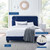 Celine Channel Tufted Performance Velvet Twin Platform Bed, Velvet, Blue Navy, 22067