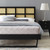 Sidney Cane and Wood Queen Platform Bed With Angular Legs, Wood, Black, 22200