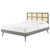 Sidney Cane and Wood Full Platform Bed With Splayed Legs, Wood, Grey Gray, 22216