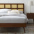 Sidney Cane and Wood Full Platform Bed With Splayed Legs, Wood, Brown Walnut, 22217