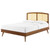 Sierra Cane and Wood Queen Platform Bed With Splayed Legs, Wood, Brown Walnut, 22223