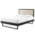 Willow Queen Wood Platform Bed With Angular Frame, Fabric, Wood, Black Beige, 22239
