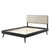 Bridgette Queen Wood Platform Bed With Splayed Legs, Fabric, Wood, Black Beige, 22257