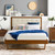 Willow Full Wood Platform Bed With Angular Frame, Wood, Brown Walnut Beige, 22435