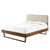 Bridgette King Wood Platform Bed With Angular Frame, Wood, Brown Walnut Beige, 22477