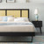 Kelsea Cane and Wood Full Platform Bed With Angular Legs, Wood, Black, 22530