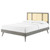 Kelsea Cane and Wood Full Platform Bed With Splayed Legs, Wood, Grey Gray, 22534