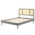 Kelsea Cane and Wood Full Platform Bed With Splayed Legs, Wood, Grey Gray, 22534