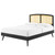 Sierra Cane and Wood Full Platform Bed With Splayed Legs, Wood, Black, 22545