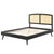 Sierra Cane and Wood Full Platform Bed With Splayed Legs, Wood, Black, 22545