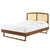 Sierra Cane and Wood King Platform Bed With Angular Legs, Wood, Brown Walnut, 22550