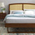 Sierra Cane and Wood King Platform Bed With Angular Legs, Wood, Brown Walnut, 22550
