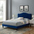 Juniper Channel Tufted Performance Velvet Queen Platform Bed, Velvet, Blue Navy, 22626