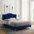 Juniper Channel Tufted Performance Velvet Full Platform Bed, Velvet, Blue Navy, 22646