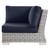 Conway Outdoor Patio Wicker Rattan Corner Chair, Rattan, Wicker, Light Grey Gray Blue Navy, 23330