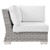 Conway Outdoor Patio Wicker Rattan Corner Chair, Rattan, Wicker, Light Grey Gray White, 23331