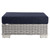 Conway Outdoor Patio Wicker Rattan Ottoman, Rattan, Wicker, Light Grey Gray Blue Navy, 23334