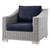 Conway Outdoor Patio Wicker Rattan 2-Piece Armchair and Ottoman Set, Rattan, Wicker, Light Grey Gray Blue Navy, 23370