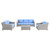 Conway 4-Piece Outdoor Patio Wicker Rattan Furniture Set, Rattan, Wicker, Light Grey Gray Light Blue, 23374
