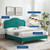 Portia Performance Velvet Twin Platform Bed, Velvet, Teal Blue, 23463