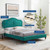 Portia Performance Velvet Twin Platform Bed, Velvet, Teal Blue, 23471
