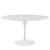 Lippa 54" Artificial Marble Dining Table, White Metal