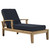 Marina Outdoor Patio Teak Single Chaise, Navy Wood