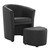 Divulge Armchair and Ottoman, Black Faux Leather