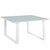 Fortuna Outdoor Patio Side Table, White Steel Glass