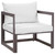 Fortuna Outdoor Patio Armchair, Brown White Fabric Steel
