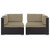 Convene Corner Sectional Outdoor Patio Set of Two, Brown Plastic Fabric