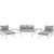 Fortuna 9 Pcs Outdoor Patio Sectional Sofa Set, White Grey Fabric Steel