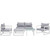 Fortuna 6 Pcs Outdoor Patio Sectional Sofa Set, White Grey Fabric Steel