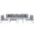 Fortuna 8 Pcs Outdoor Patio Sectional Sofa Set, White Grey, Fabric Steel