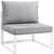 Fortuna 7 Pcs Outdoor Patio Sectional Sofa Set, White Grey Fabric Steel