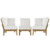 Marina Three PCS Outdoor Patio Teak Sofa Set, White, Fabric, Wood