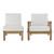 Marina Two PCS Outdoor Patio Teak Sofa Set, Wood, Fabric, White
