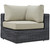 Summon Seven PCS Outdoor Patio Sectional Set, Beige, Fabric, Synthetic Rattan