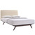 Tracy Twin Size Bed, Beige, Fabric, Wood
