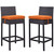 Lift Bar Stool Outdoor Patio Set of 2, Orange, Rattan 9632