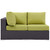 Convene Outdoor Patio Left Arm Loveseat, Green, Rattan 9690