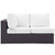 Convene Outdoor Patio Left Arm Loveseat, White, Rattan 9693