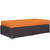 Convene Outdoor Patio Fabric Rectangle Ottoman, Orange, Rattan 9724