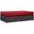 Convene Outdoor Patio Fabric Rectangle Ottoman, Red, Rattan 9726