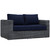 Summon Outdoor Patio Sunbrella Loveseat, Navy, Rattan 9767
